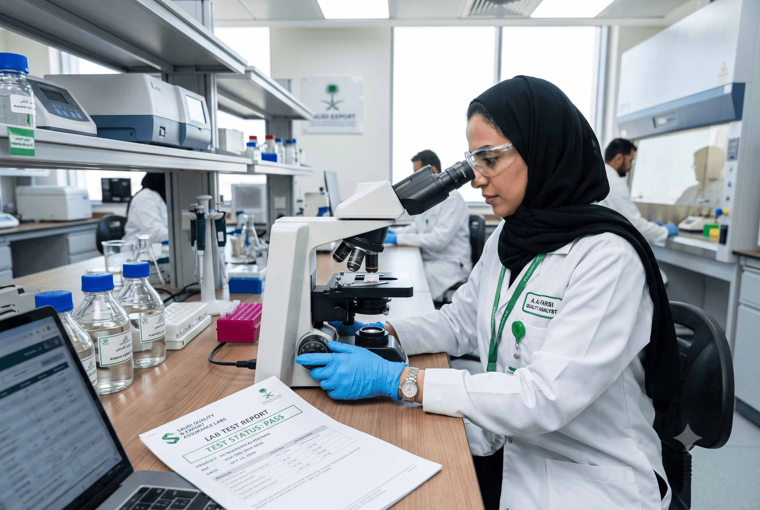 Technician performing lab test