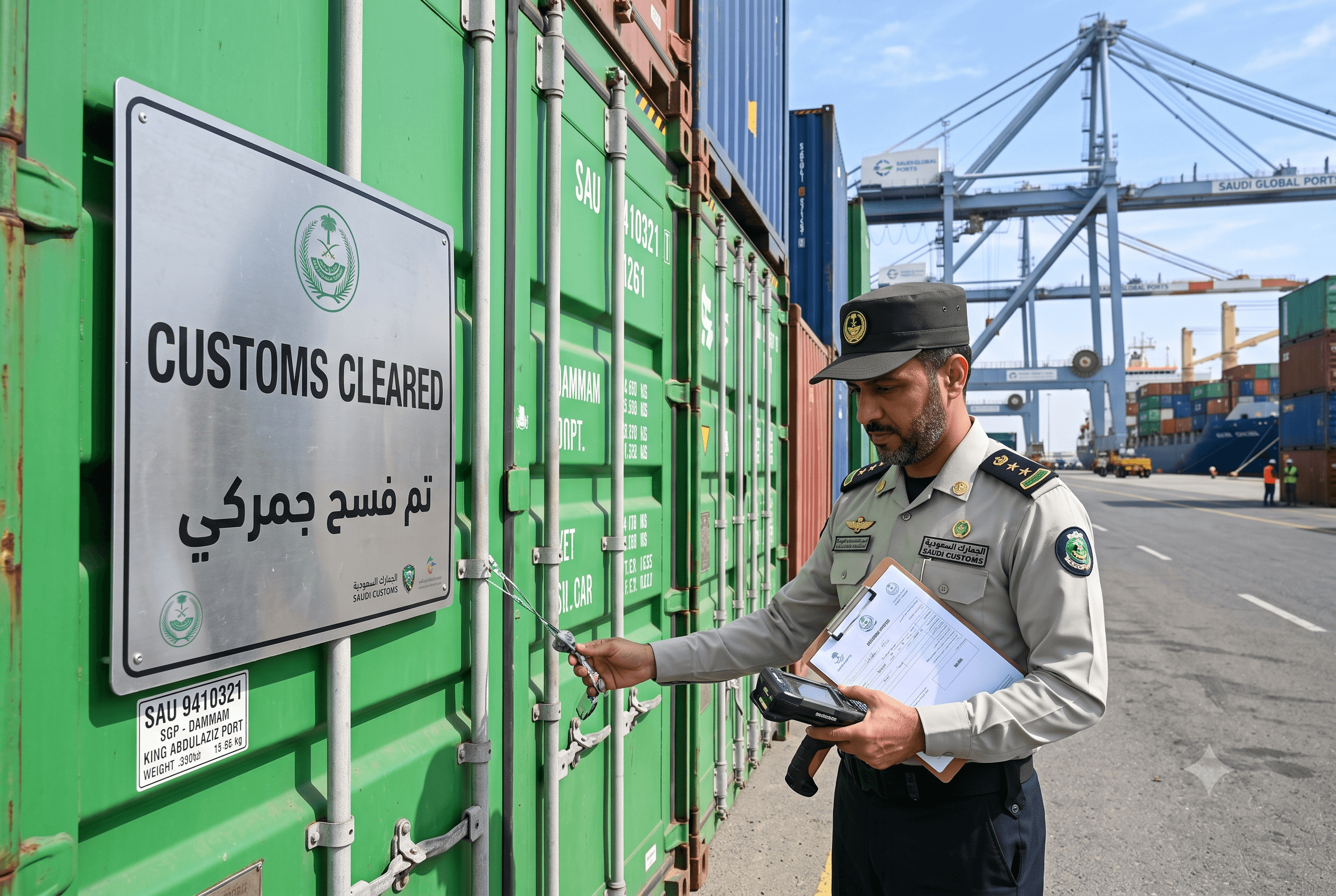 Customs cleared containers at port